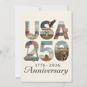 Cartão De Festividades História Patriótica Americana de 250 Aniversário d
