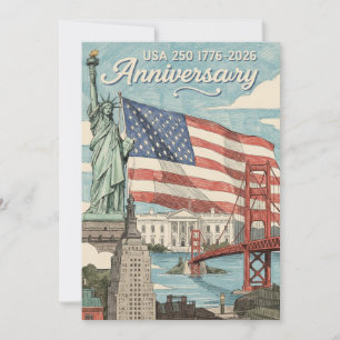 Cartão De Festividades História Patriótica Americana do 250º Aniversário 