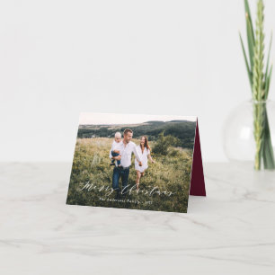 Cartão De Festividades Ho burgundy, guião de Natal mínima elegante