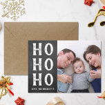 Cartão De Festividades HO HO | Foto de Natal em quadro chalkboard<br><div class="desc">Estes cartões com fotos divertidos e modernos são perfeitos para enviar a família e amigos este Natal.</div>