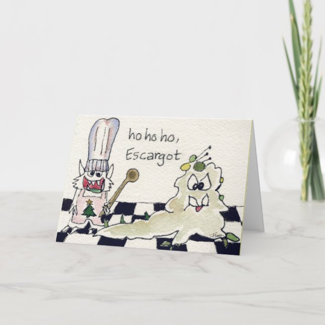 Cartão De Festividades Ho Ho Ho Escargot Orombou Feriado de Saudações Sag (Frente)