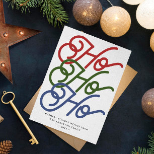 Cartão De Festividades Ho ho ho ho Moderno Tipografia Única 2 Fotografias