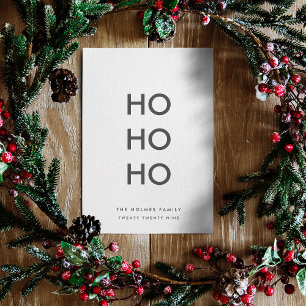 Cartão De Festividades Ho Ho Ho Natal simples e limpo minimalista
