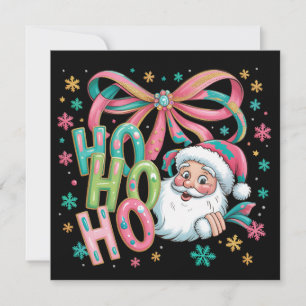 Cartão De Festividades Ho Ho Ho Papai Noel Laço Coquete Natal Festivo Ret