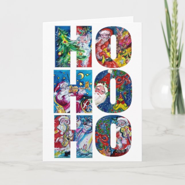 CARTÃO DE FESTIVIDADES HO HO HO PAPAIS NOEIS NATAL MÚSICO À NOITE (Frente)