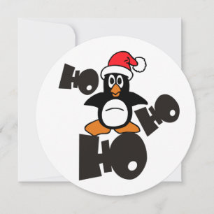 Cartão De Festividades Ho Ho - Pinguim - Feliz Natal + seu texto