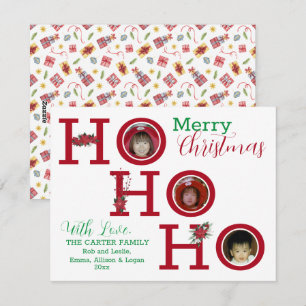 Cartão De Festividades HO HO três Foto Personalizada