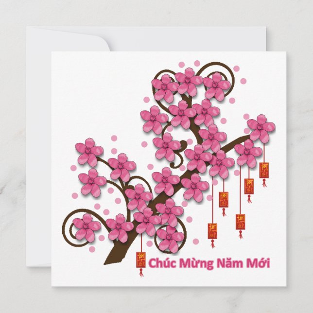Cartão De Festividades Hoa Dao Feliz ano novo (Frente)