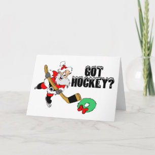 Cartão De Festividades Hockey Santa