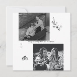 Cartão De Festividades Hol de Natal Minimalista de Arte Negra e Branca