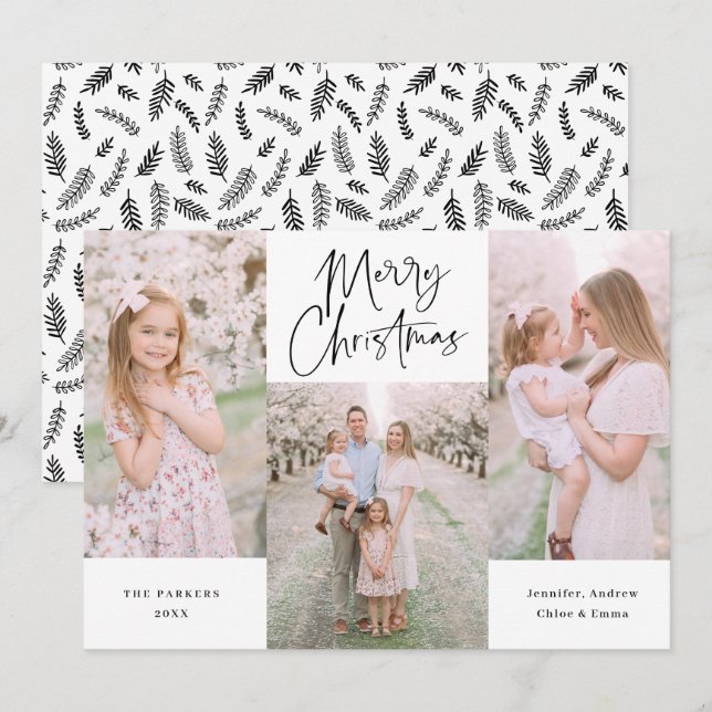 Cartão De Festividades Holi - Colagem de Colagem de Script Preto Minimali (Frente/Verso)