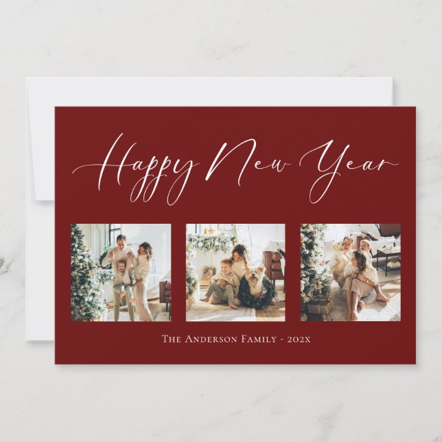 Cartão De Festividades Holi de Colagem de Fotografias Múltiplas Vermelhas (Frente)