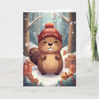 Cartão De Festividades Holiday Beaver Greeting