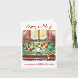 Cartão De Festividades Holiday Billiard player Christmas Cards