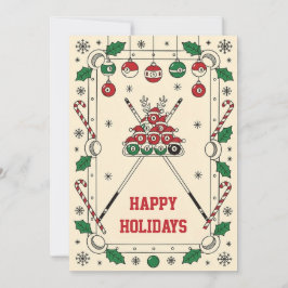 Cartão De Festividades Holiday Billiard player Christmas Cards