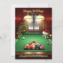Cartão De Festividades Holiday Billiard player Christmas Cards