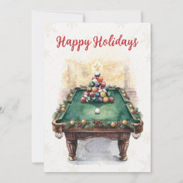 Cartão De Festividades Holiday Billiard player Christmas Cards