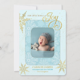 Cartão De Festividades Holiday Birth Announcement It's a Boy Blue Photo