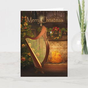 Cartão De Festividades Holiday Celtic Harp Card
