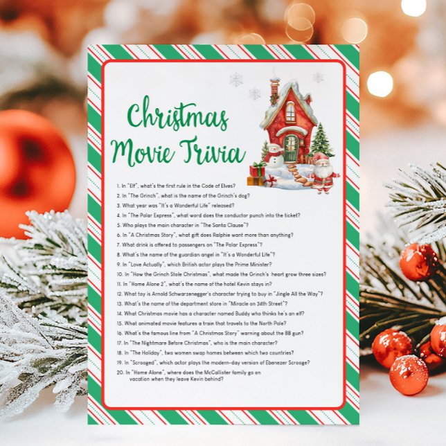Cartão De Festividades Holiday Christmas Party Movie Trivia Game (Christmas Party Games)