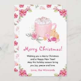 Cartão De Festividades Holiday Cookies and Cocoa Pink Merry Christmas
