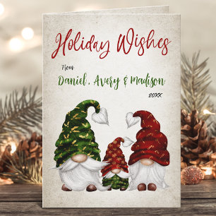 Cartão De Festividades Holiday Deseja A Família Rustic Calliografia Gnomo