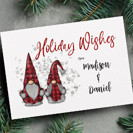 Cartão De Festividades Holiday Deseja Gnomos Russos na Xadrez de Buffalo 