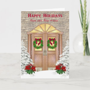 Cartão De Festividades Holiday Door, New Home, Happy Holidays