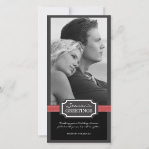 Cartão De Festividades Holiday Elegance Season Saudando Fita Vermelha