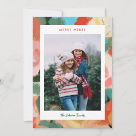 Cartão De Festividades Holiday Floral Painted Border 