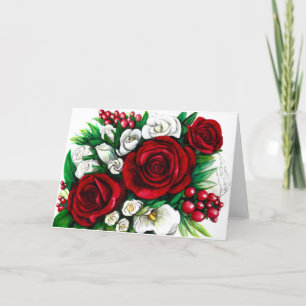 Cartão De Festividades Holiday Flowers Christmas Card