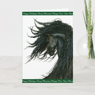 Cartão De Festividades Holiday Horse Saudações Frísia por Bihrle