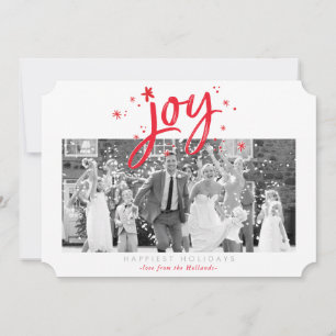 Cartão De Festividades HOLIDAY JOY FOTO modernos faíscas vermelhas festi