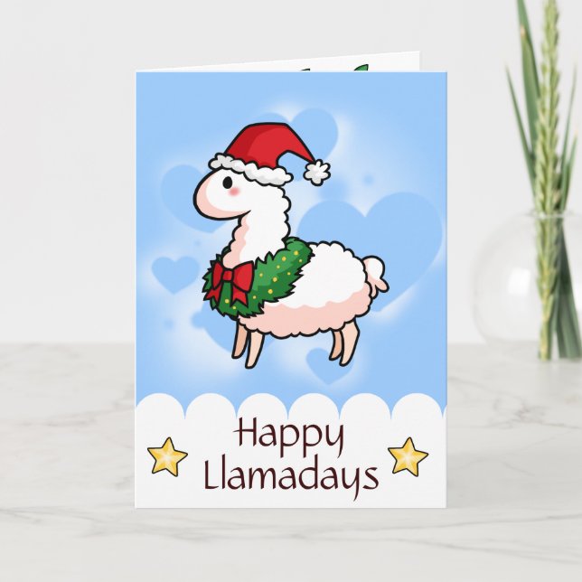Cartão De Festividades Holiday Llama Elf (Frente)