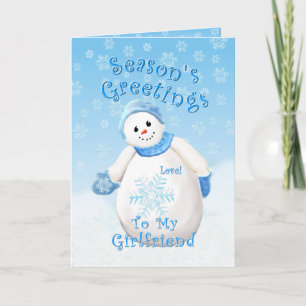 Cartão De Festividades Holiday Snowman Love for Namorada Card