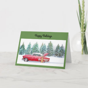 Cartão De Festividades Holiday Vintage Car Greeting Card