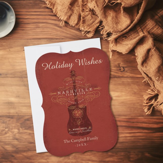 Cartão De Festividades Holiday Wish, de Nashville (Card on table)