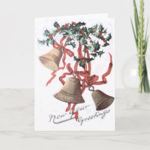 Cartão De Festividades Holly Bell Red Ribbon