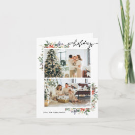 Cartão De Festividades Holly Berries & Floral Season Saudações 3 Foto