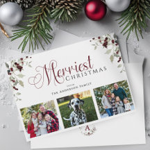 Holly Berry 3 Photo Merriest Christmas Monogram