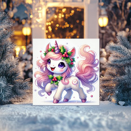 Cartão De Festividades Holly Berry Bliss Unicorn