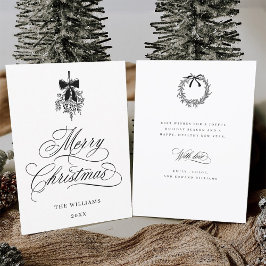 Cartão De Festividades Holly Berry Buquê Romântico Foto de Natal Flat