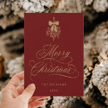 Cartão De Festividades Holly Berry Buquê Romântico Natal Vermelho e Doura<br><div class="desc">Esta simples carta chata de Natal apresenta uma elegante e romântica carta caligráfica suave,  com um buquê de fruta holly de inverno e uma fotografia no verso. Para uma personalização mais avançada deste design,  clique no BOTÃO FERRAMENTA DESIGN AZUL acima!</div>