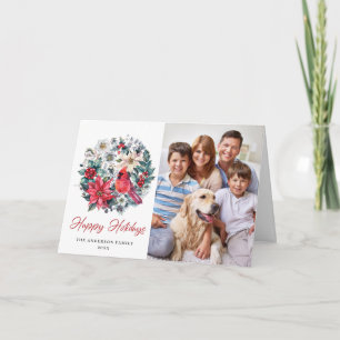 Cartão De Festividades Holly Berry Cardinal Saudação Corporativa de Natal