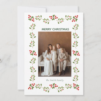 Cartão De Festividades Holly Berry Christmas Photo Holiday card