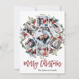 Cartão De Festividades Holly Berry Christmas Wreath 7 PHOTO Saudação