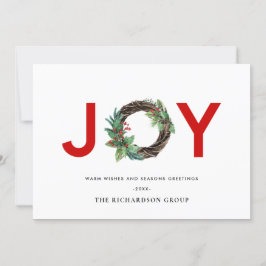 CARTÃO DE FESTIVIDADES HOLLY BERRY JOY RED WREATH CHRISTMAS CORPORATION