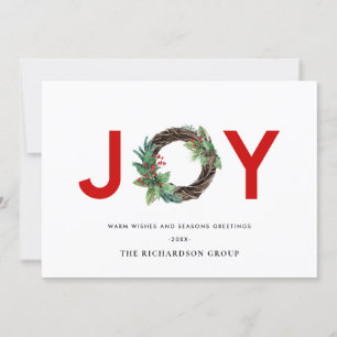 CARTÃO DE FESTIVIDADES HOLLY BERRY JOY RED WREATH CHRISTMAS CORPORATION
