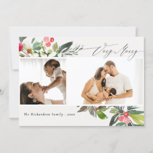 Cartão De Festividades Holly Berry Pine Natal Muito Alegre 2 Foto