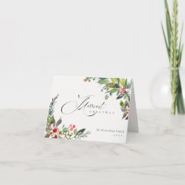 Cartão De Festividades Holly Berry Pine Vermelho Verde Natal Mais Alegre